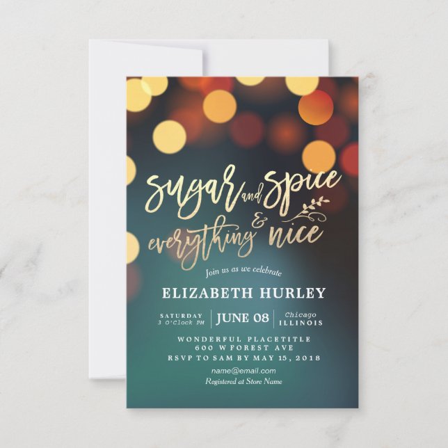 Baby Shower Sugar & Spice & Everything Nice Lights Invitation (Front)