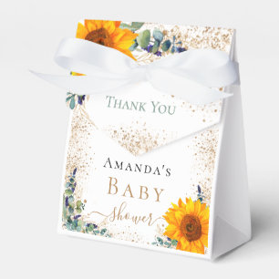 Baby shower sunflower eucalyptus glitter thank you favour box