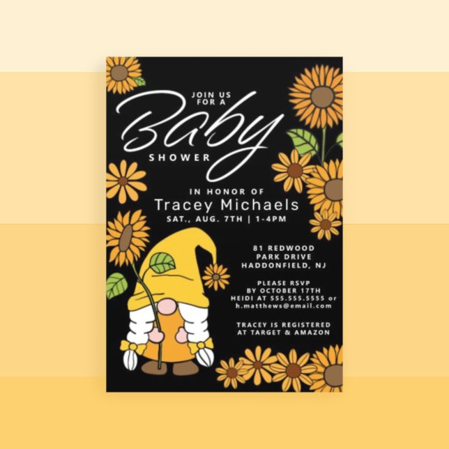 BABY SHOWER | Sunflower Sunshine Gnome Invitation (Creator Uploaded)