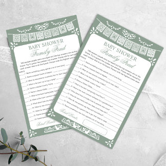 Baby Shower Survey Says Game Card