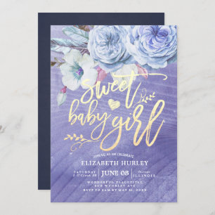 Baby Shower Sweet Baby Girl Boho Flowers Invitation