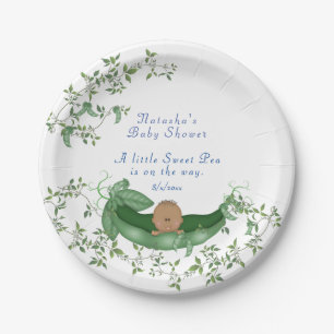 Baby Shower Sweet Pea Green Vines Ethnic Paper Plate