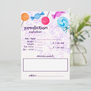 Baby Shower Sweets Lollipops Acitvity Party Games Advice Card