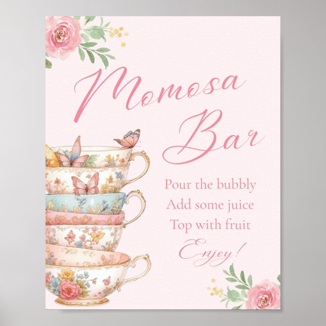 Baby Shower Tea Party Momosa Bar Poster (Front)
