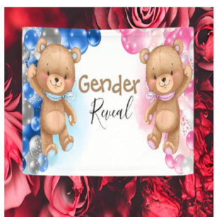 Baby Shower Teddy Balloons Gender Reveal Banner
