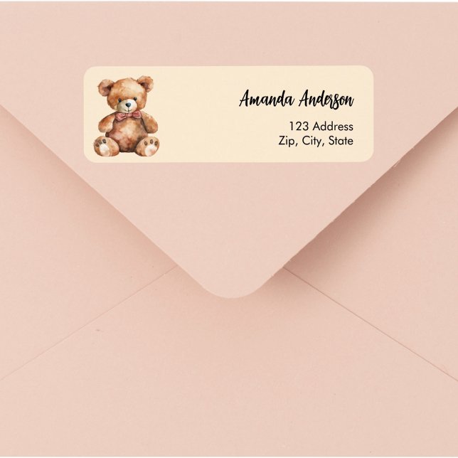 Baby Shower teddy bear beige return address (Creator Uploaded)