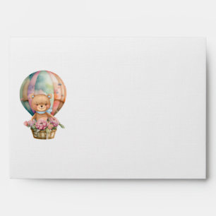 Baby Shower Teddy Bear Blue Hot Air Balloon Envelope