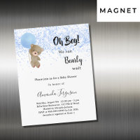 Baby shower teddy bear boy blue white luxury