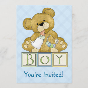 Baby Shower Teddy Bear Boy Invitation