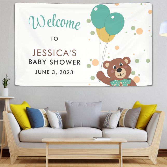 Baby Shower Teddy Bear Gender Neutral Welcome Banner (Creator Uploaded)