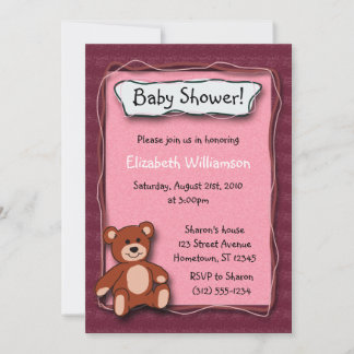 Baby Shower Teddy Bear (Girl) invitations