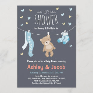 Baby Shower Teddy Bear Invitation Blue Boy shower