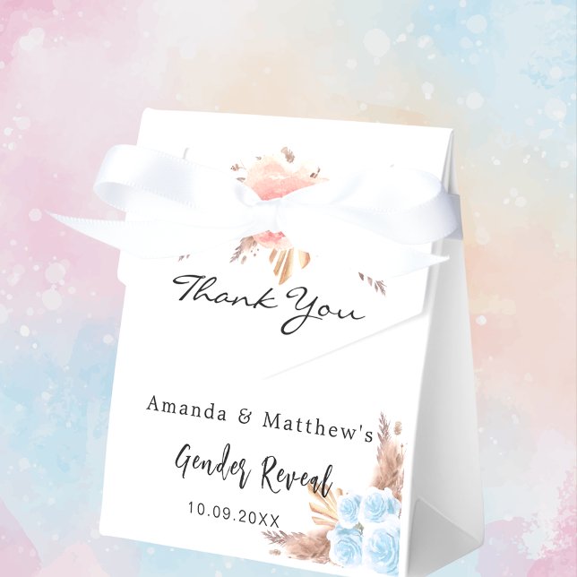 Baby Shower teddy bear pampas grass blush floral Favour Box (Creator Uploaded)