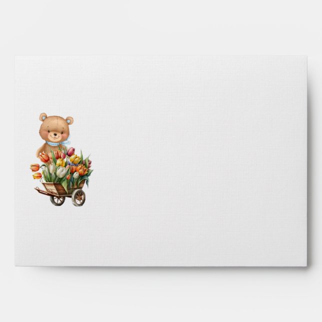 Baby Shower Teddy Bear Rustic Floral Envelope (Front)