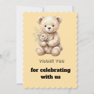 Baby Shower Teddy Bear Thank You Card Neutral Be