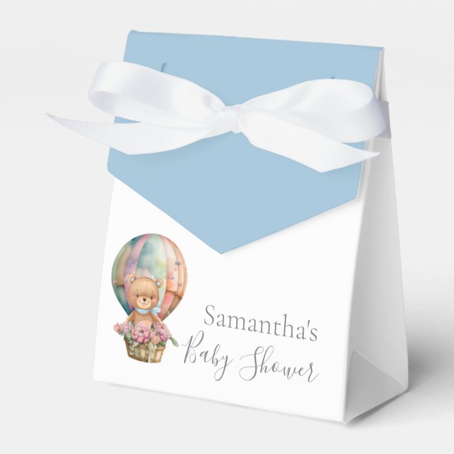 BABY SHOWER Teddy Hot Air Balloon Bearly Wait  Favour Box (Front Side)
