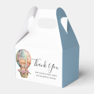 BABY SHOWER Teddy Hot Air Balloon Blue Favour Box