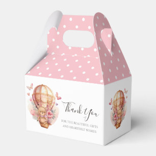 Baby Shower Teddy Hot Air Balloon Soft Pink Favour Box