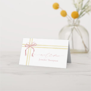 Baby Shower Tented Place Cards with Pink Bow