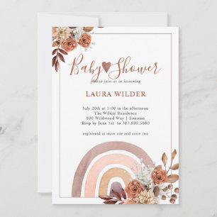 Baby Shower Terracotta Boho Rainbow Floral Invitation