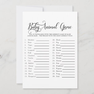 Baby Shower Text Only Baby Animal Game Invitation