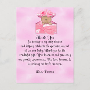 Baby Shower Thank You Baby Girl Ethnic Postcard