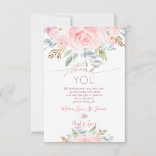 Baby Shower Thank You Birth Blush Roses Card