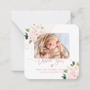 Baby Shower Thank You Blush Pink Peonies Card