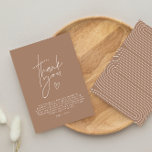 Baby shower thank you brown elegant modern invitation<br><div class="desc">Baby shower script modern natural brown elegant party thank you postcard design. Ideal gender neutral design</div>