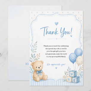 Baby shower thank you card