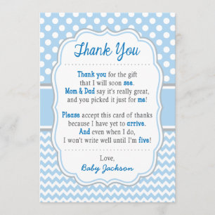 Baby Shower Thank You Card   Baby Blue Polka Dots