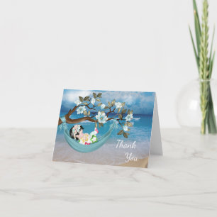 Baby Shower Thank You Card with Baby in Hammock