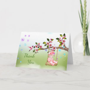 Baby Shower Thank You Card with Baby in swing