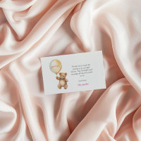 Baby shower thank you card with cute teddy bear
