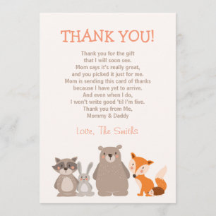 Baby Shower Thank You Card Woodland