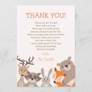 Baby Shower Thank You Card Woodland