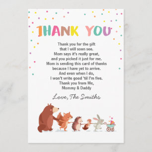 Baby Shower Thank You Card Woodland Gender Neutral