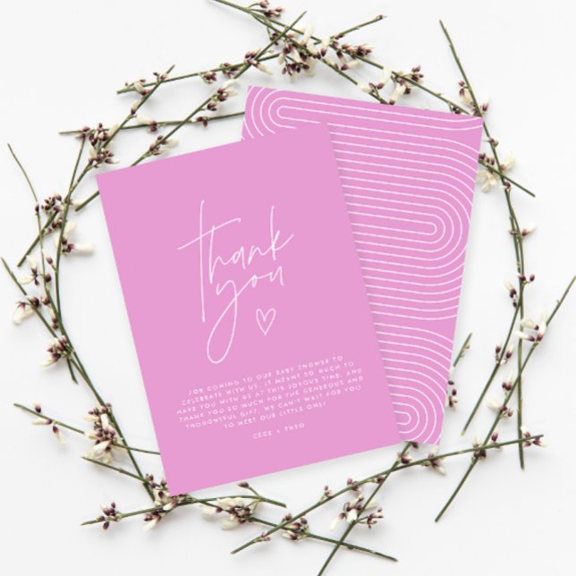 Baby shower thank you cerise pink elegant modern invitation (Creator Uploaded)