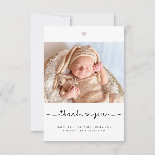 Baby Shower Thank You Chic Love Script (Front)