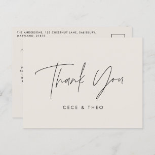 Baby shower thank you cream neutral elegant modern postcard