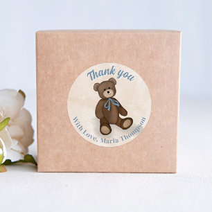 Baby Shower Thank You Cute Teddy Bear Classic Round Sticker