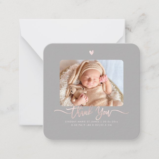 Baby Shower Thank You DIY Colour Script Note Card (Front)