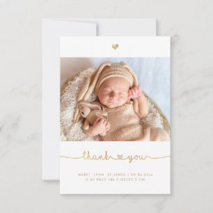 Baby Shower Thank You Faux Gold Chic Love Script Card