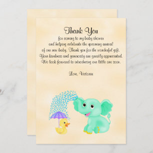 Baby Shower Thank You Gender Neutral Elephant Invitation