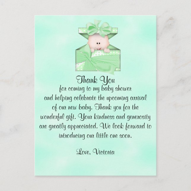 Baby Shower Thank You Gender Neutral Postcard (Front)