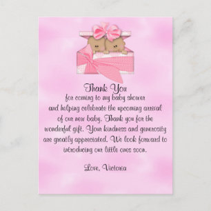 Baby Shower Thank You It's Twins Girl Ethnic Postcard