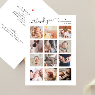 Baby Shower Thank You Minimalist 12 Photo Collage