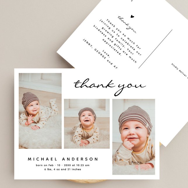 Baby Shower Thank You Modern Simple Photo Collage Postcard (Creator Uploaded)