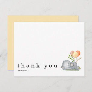 Baby Shower Thank You Name Elephant Asleep Yellow Card
