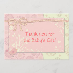 Baby Shower Thank You Note Pink Frilly Card